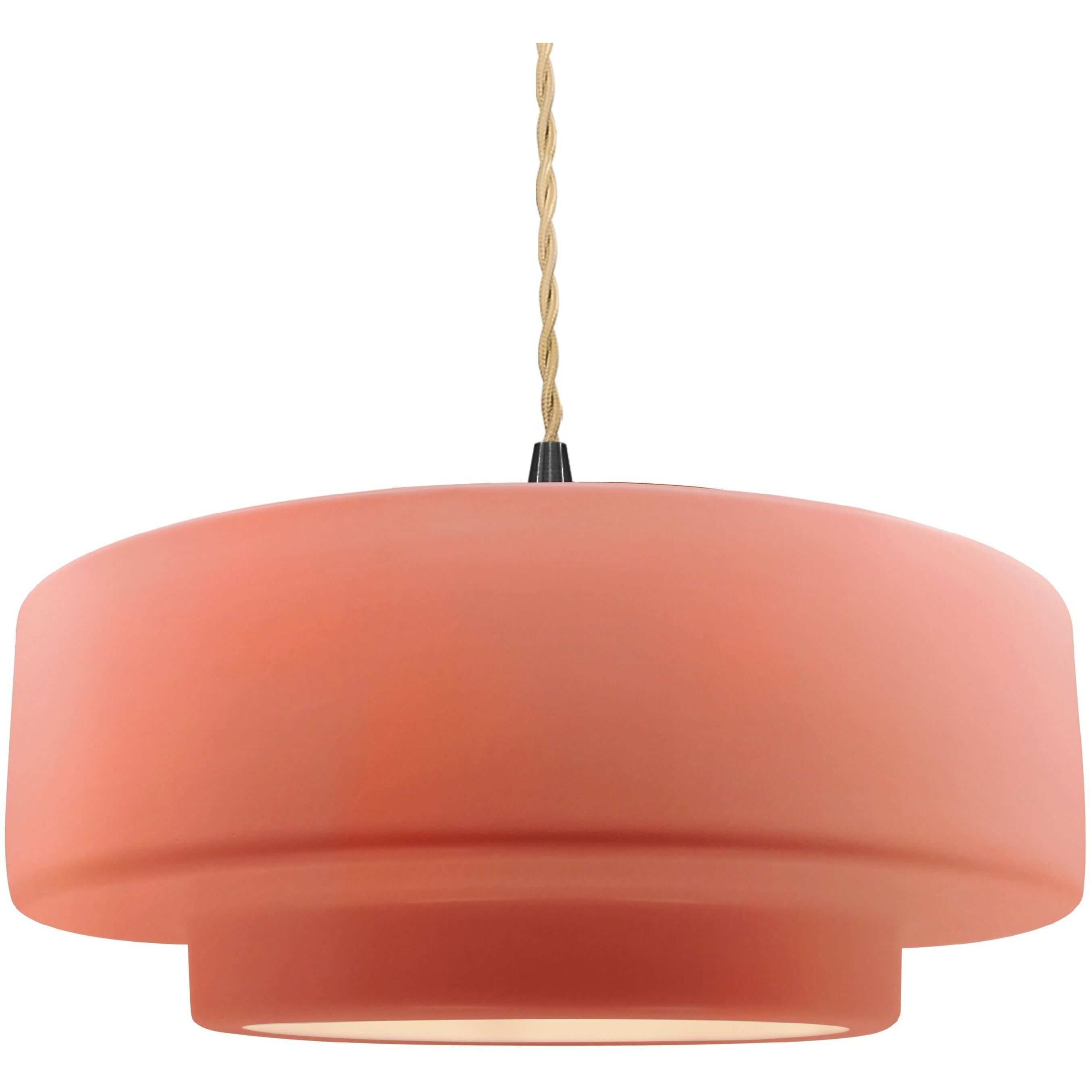 Radiance Collection - Tier Pendant Ceiling Light in Matte Black, Dedicated LED, Beige Twist Cord, Gloss Blush, 16.25W x 6H, Form+Finish+Function