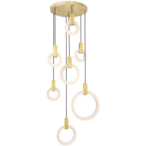 Anello LED 28 inch White Oak Multi Point Pendant Ceiling Light