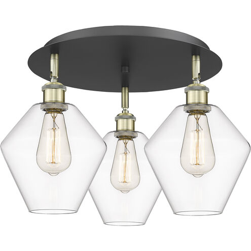 Cindyrella 3 Light 19.75 inch Black Antique Brass Flush Mount Ceiling Light in Clear