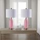 Freya 24 inch 100 watt Pink Texture Glass and Antique Brass Table Lamps Portable Light, Set of 2, Simplee Adesso