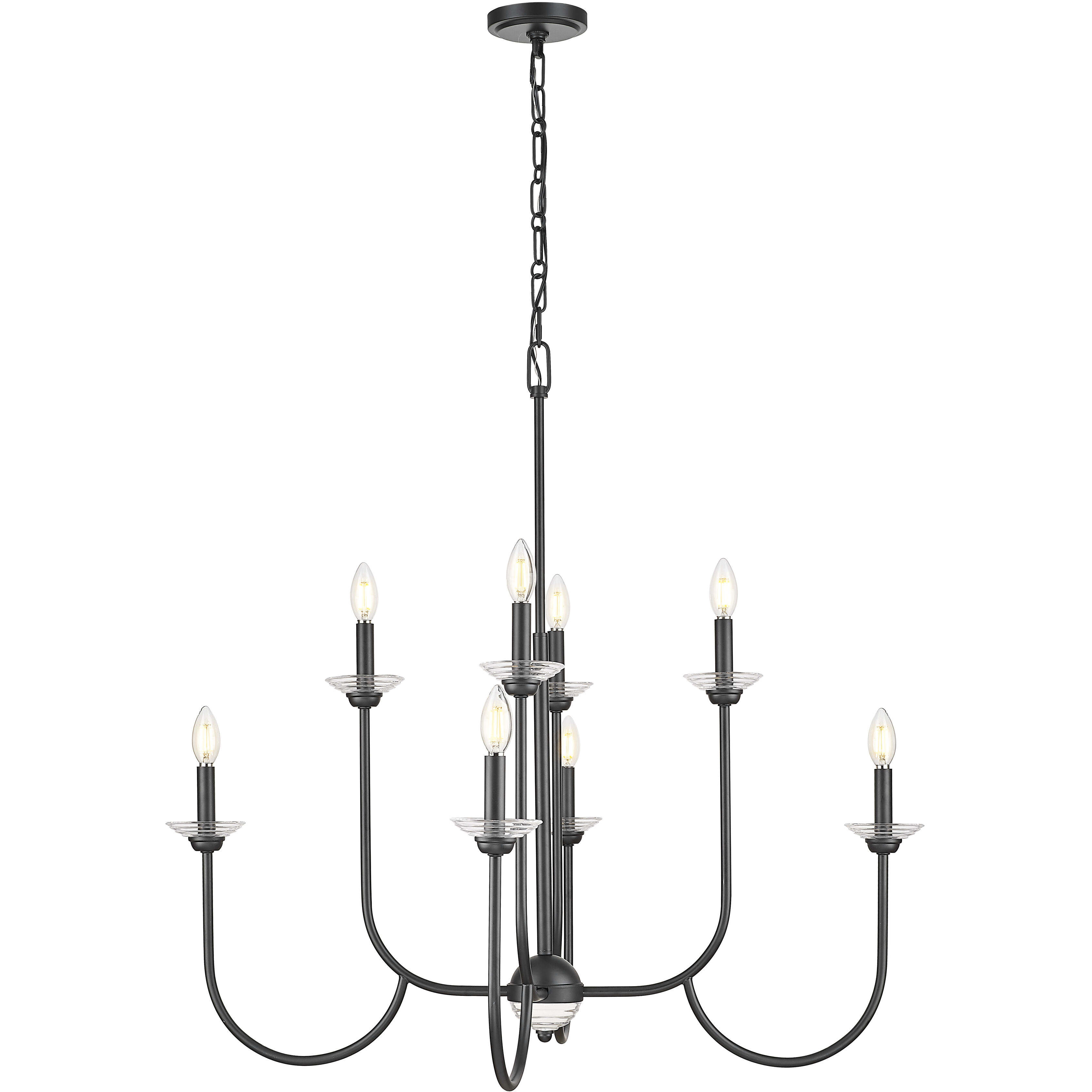 Allistair 8 Light 36 inch Matte Black Chandelier Ceiling Light