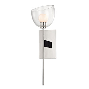 Davis LED 6 inch Polished Nickel Wall Sconce Wall Light, Hand-Blown Glass