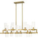 Datus 10 Light 42.5 inch Rubbed Brass Linear Chandelier Ceiling Light
