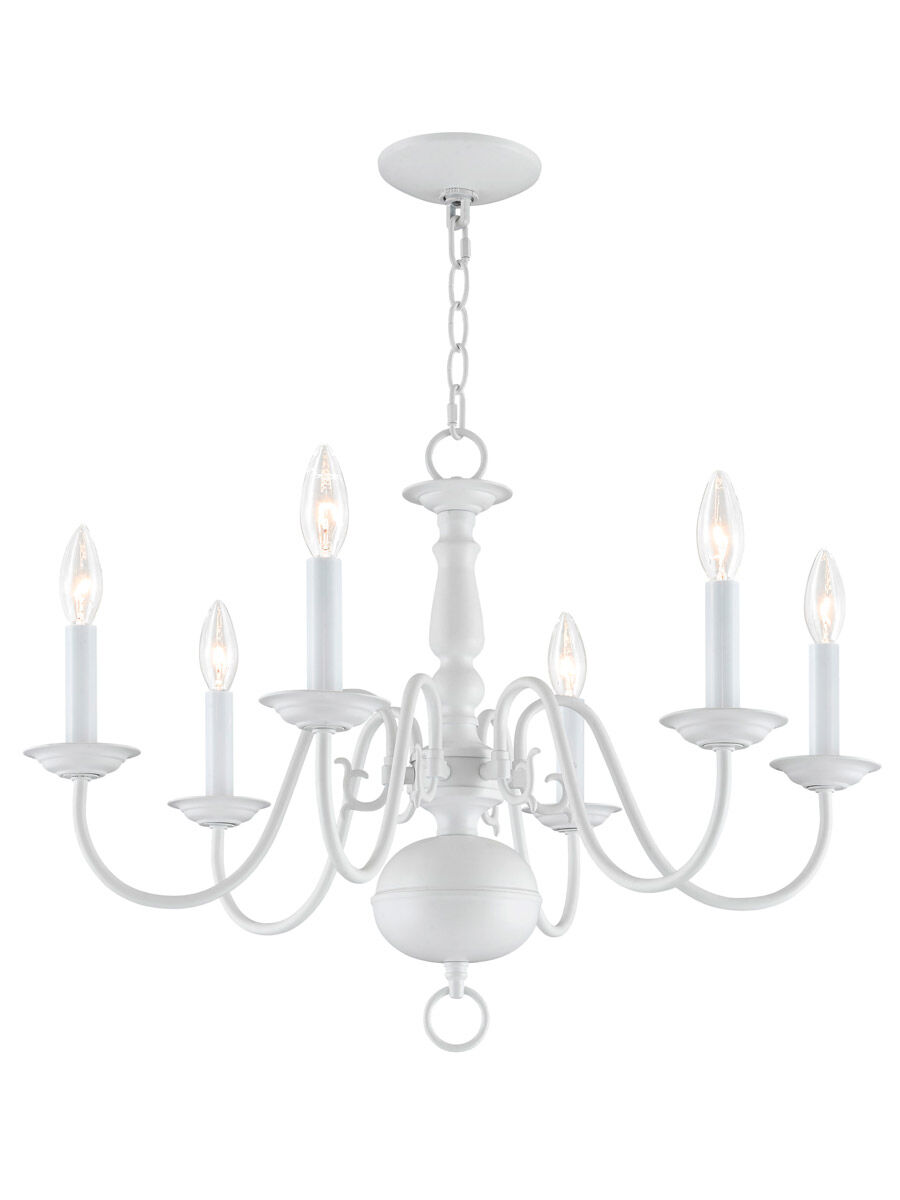 Williamsburgh 6 Light 24 inch White Chandelier Ceiling Light