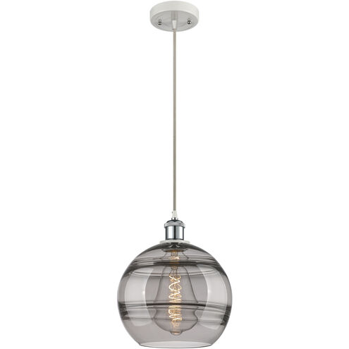 Ballston Rochester 1 Light 10 inch White Polished Chrome Cord Hung Mini Pendant Ceiling Light