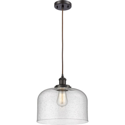 Ballston X-Large Bell LED 12 inch Oil Rubbed Bronze Mini Pendant Ceiling Light in Seedy Glass, Ballston