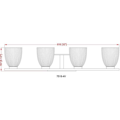 Naya 4 Light 32 inch Modern Gold Bath Vanity Light Wall Light