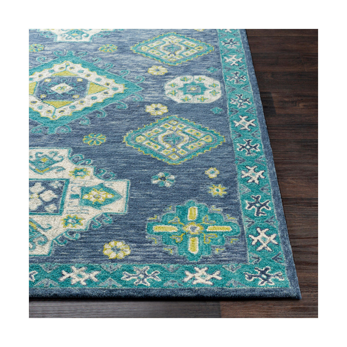 Bonifate 90 X 60 inch Denim/Navy/Teal/Lime/Khaki/Light Gray Rugs, Rectangle
