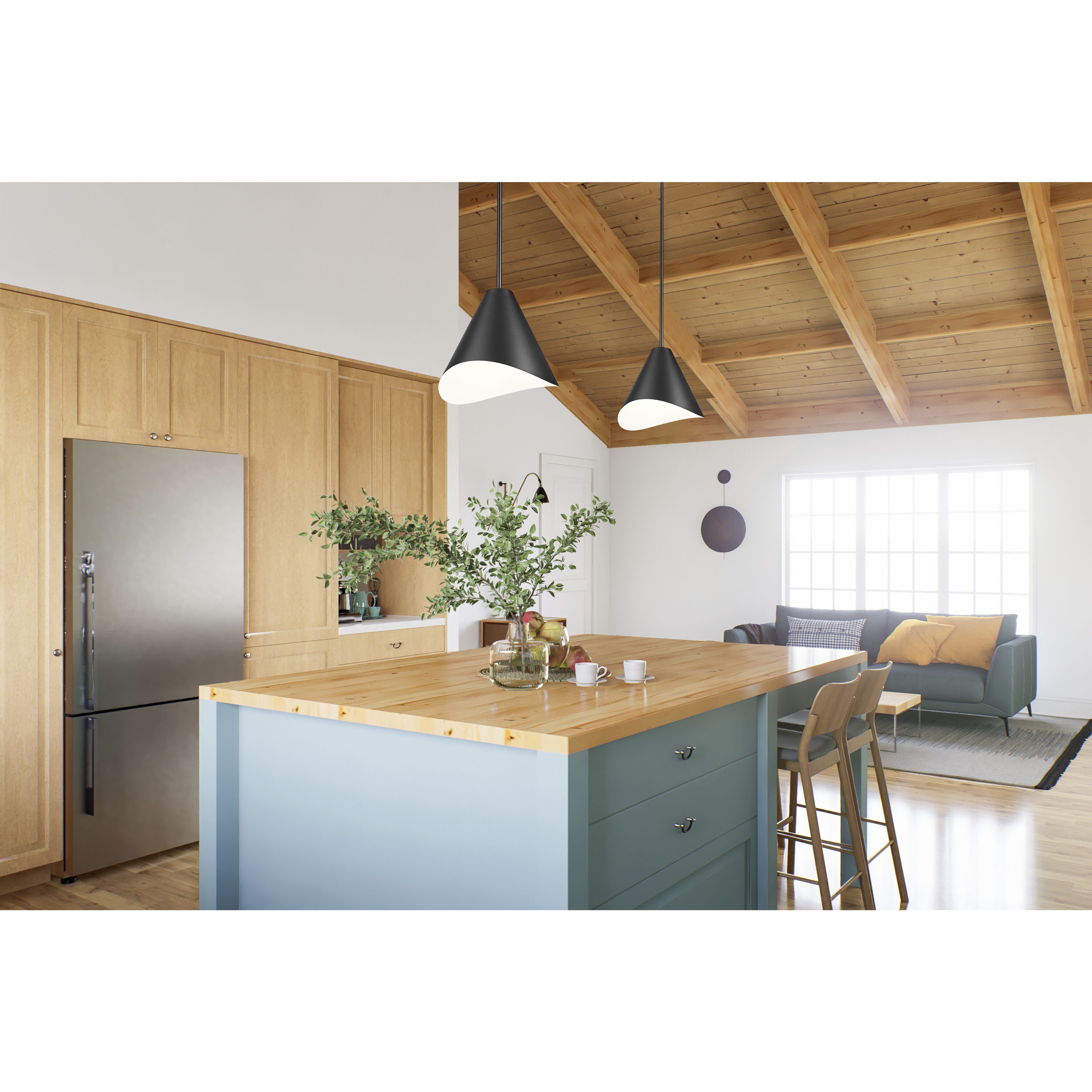 Aria 1 Light 12 inch Matte Black Pendant Ceiling Light in Matte Black & Inner White