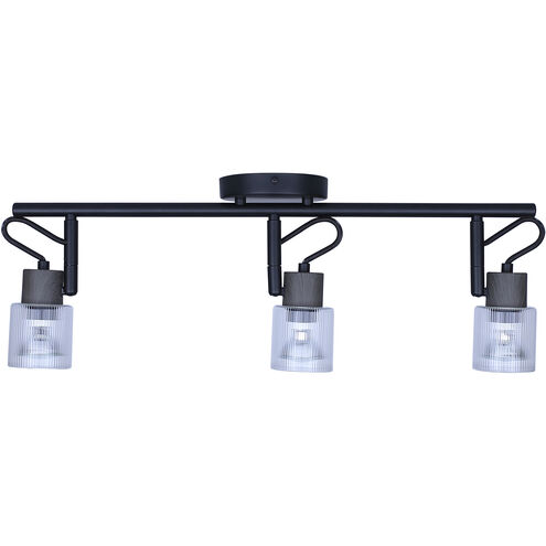 Owen 3 Light Black and Wood Track Lighting Ceiling Light