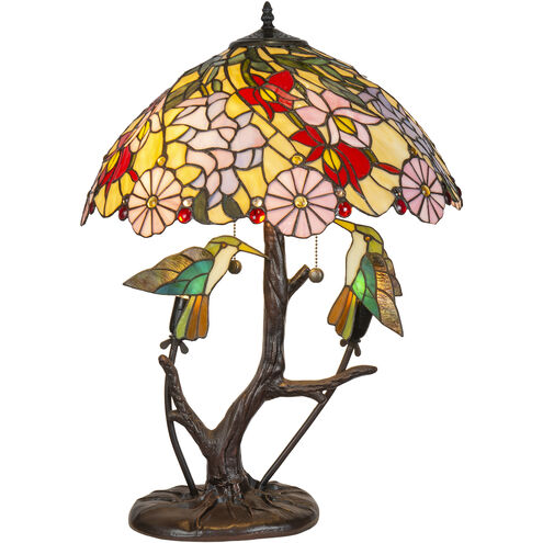 Perched Hummingbirds 26 inch 60.00 watt Antique Bronze Table Lamp Portable Light