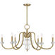 Bergdorf 6 Light 39 inch Warm Brass Chandelier Ceiling Light