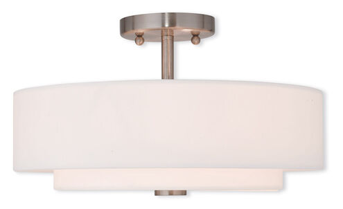 Claremont 3 Light 15 inch Brushed Nickel Semi-Flush Mount Ceiling Light