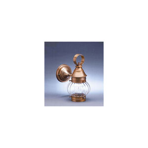Onion 1 Light 11 inch Antique Copper Outdoor Wall Lantern in Clear Seedy Glass