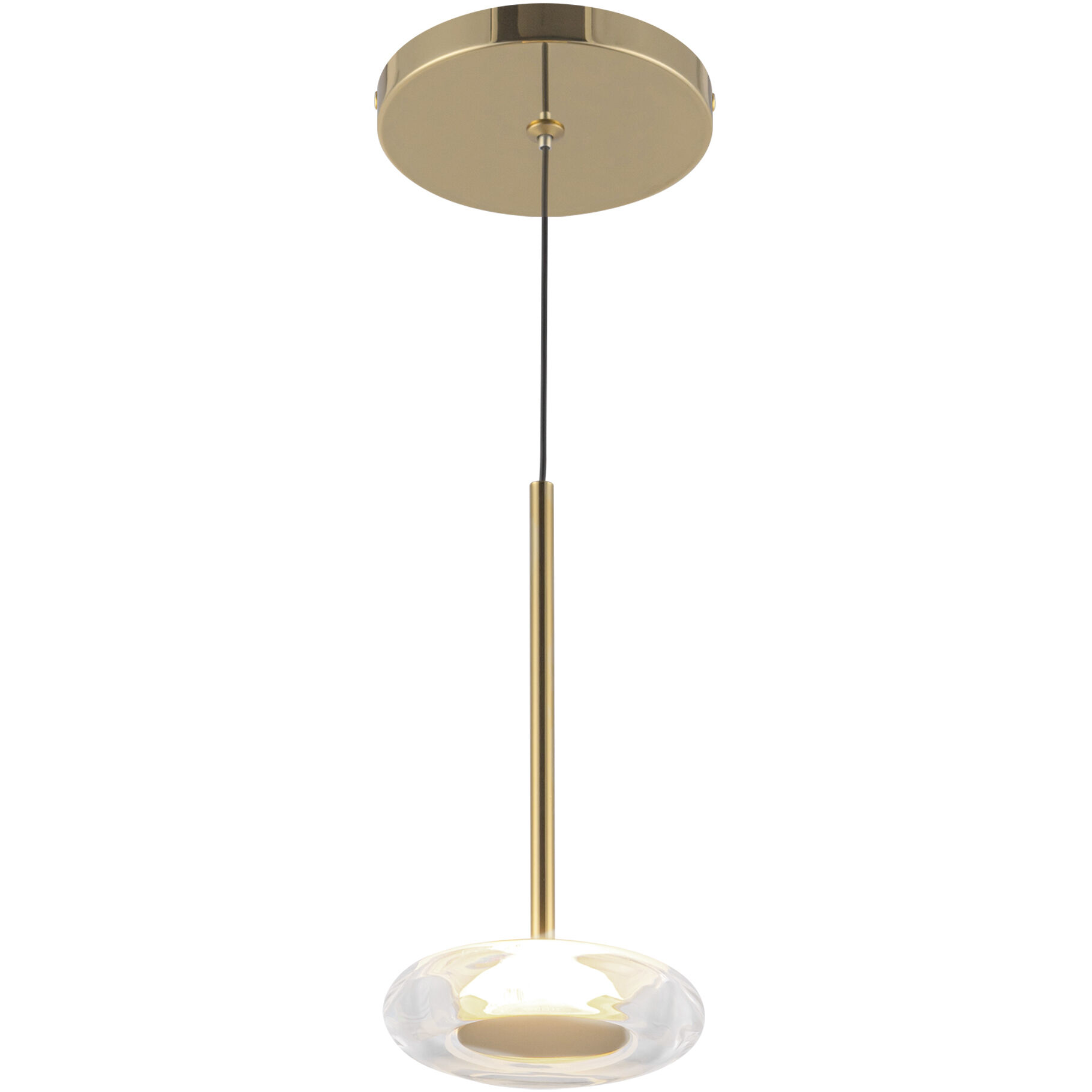 Stephord Pendant Ceiling Light in Metallic Brass, Clear Glass Shade