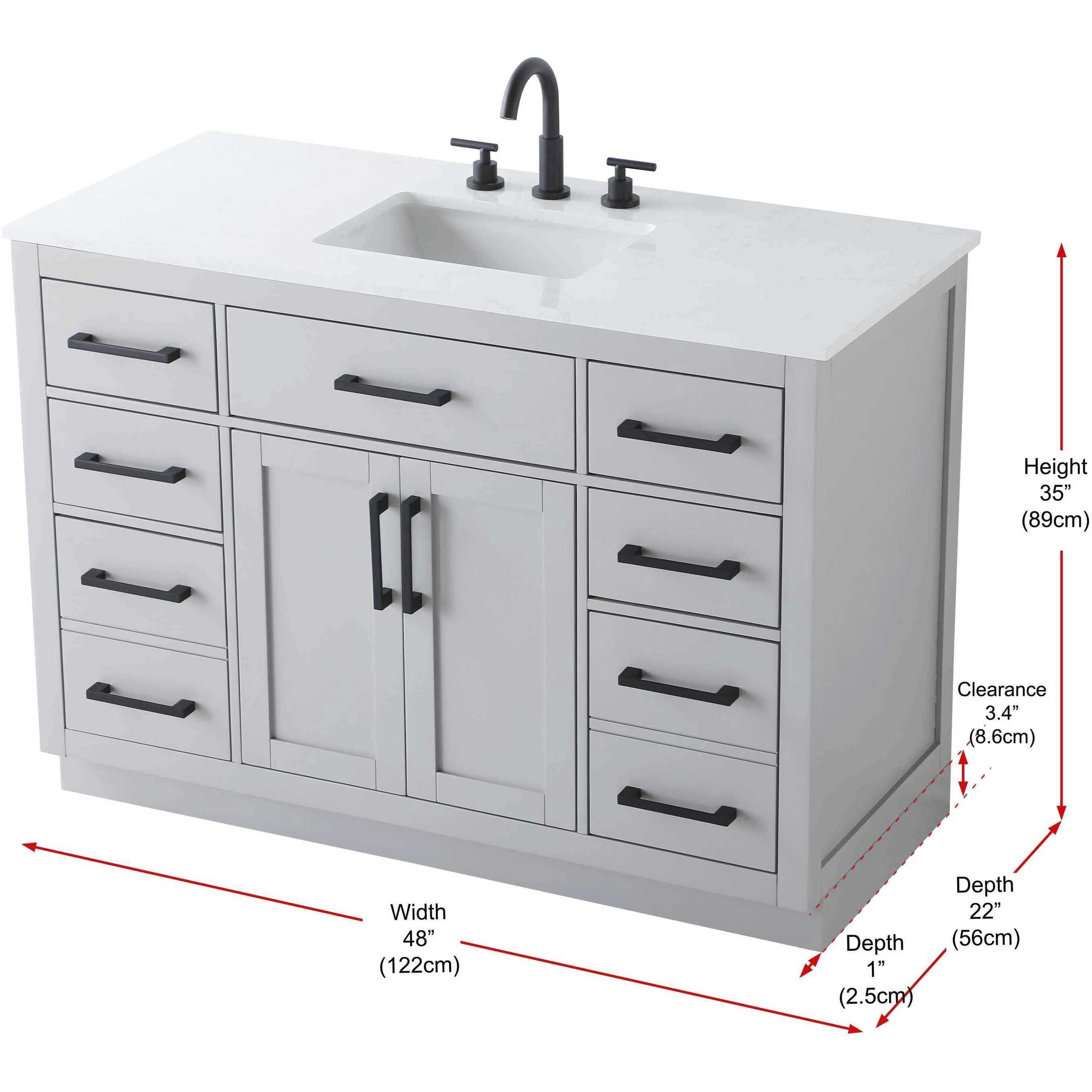 Alden 48 X 35 inch Grey Bathroom Vanity Cabinet