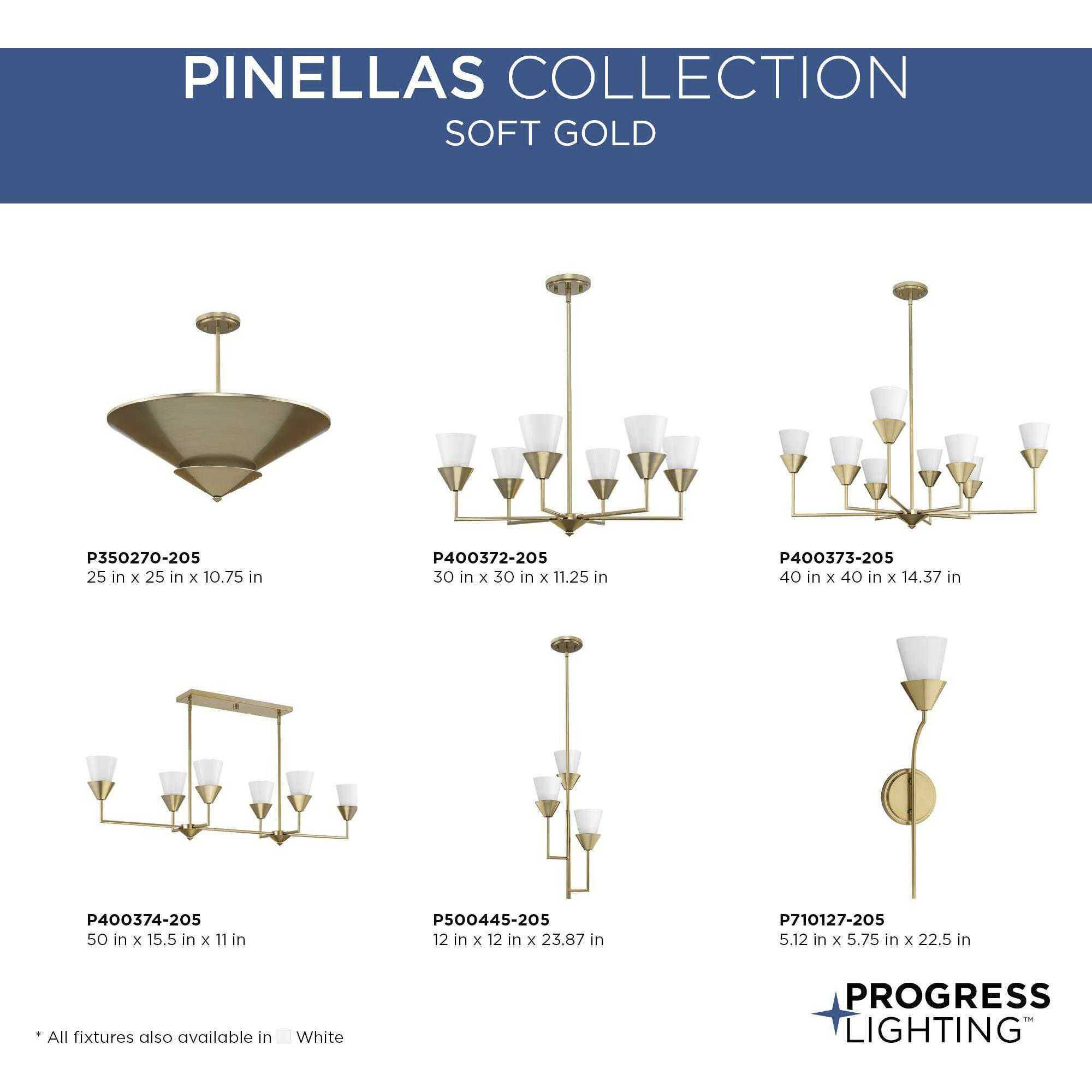 Pinellas 4 Light 25 inch Soft Gold Semi-Flush Mount Ceiling Light, Design Series