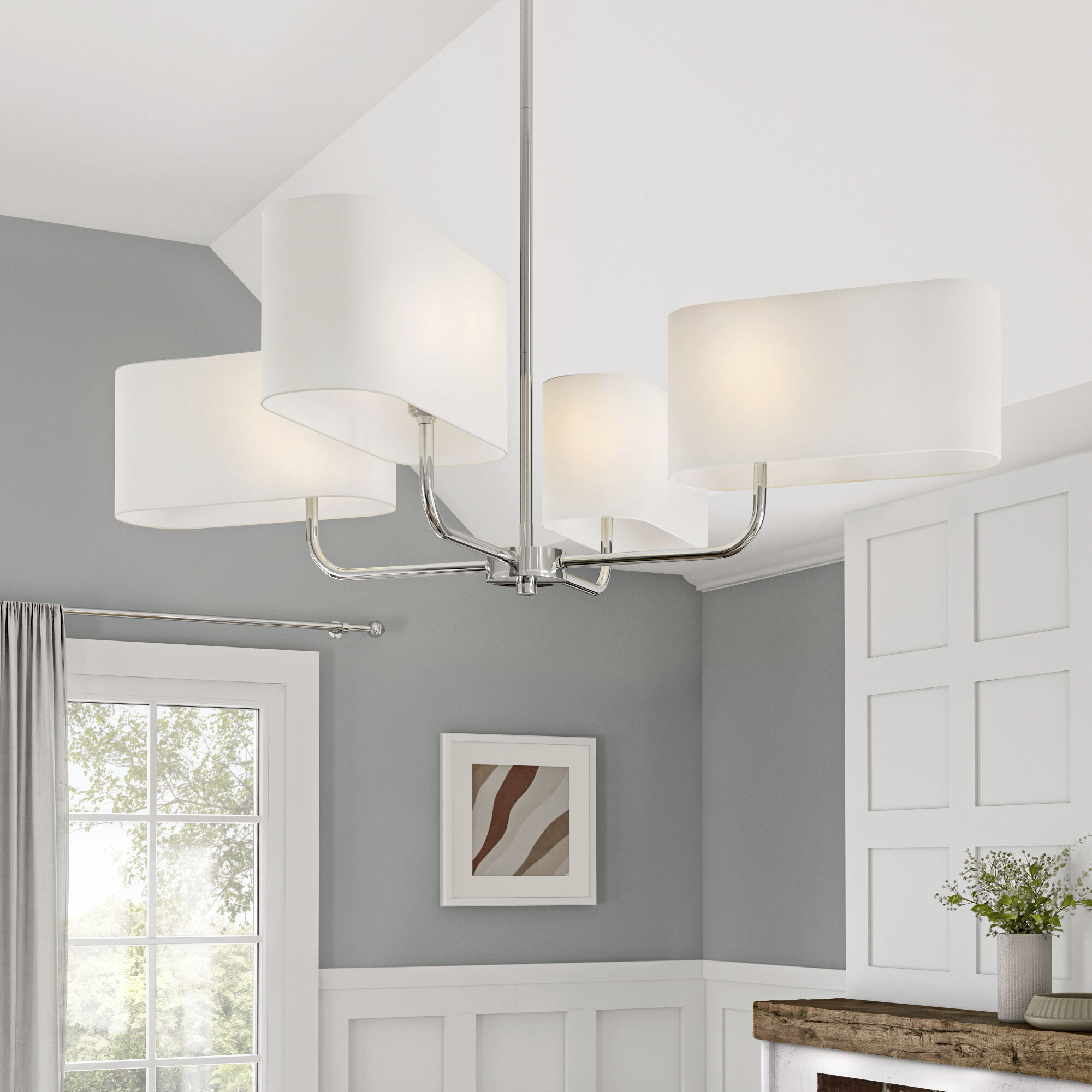 Midtown 4 Light 30 inch Polished Nickel Chandelier Ceiling Light 