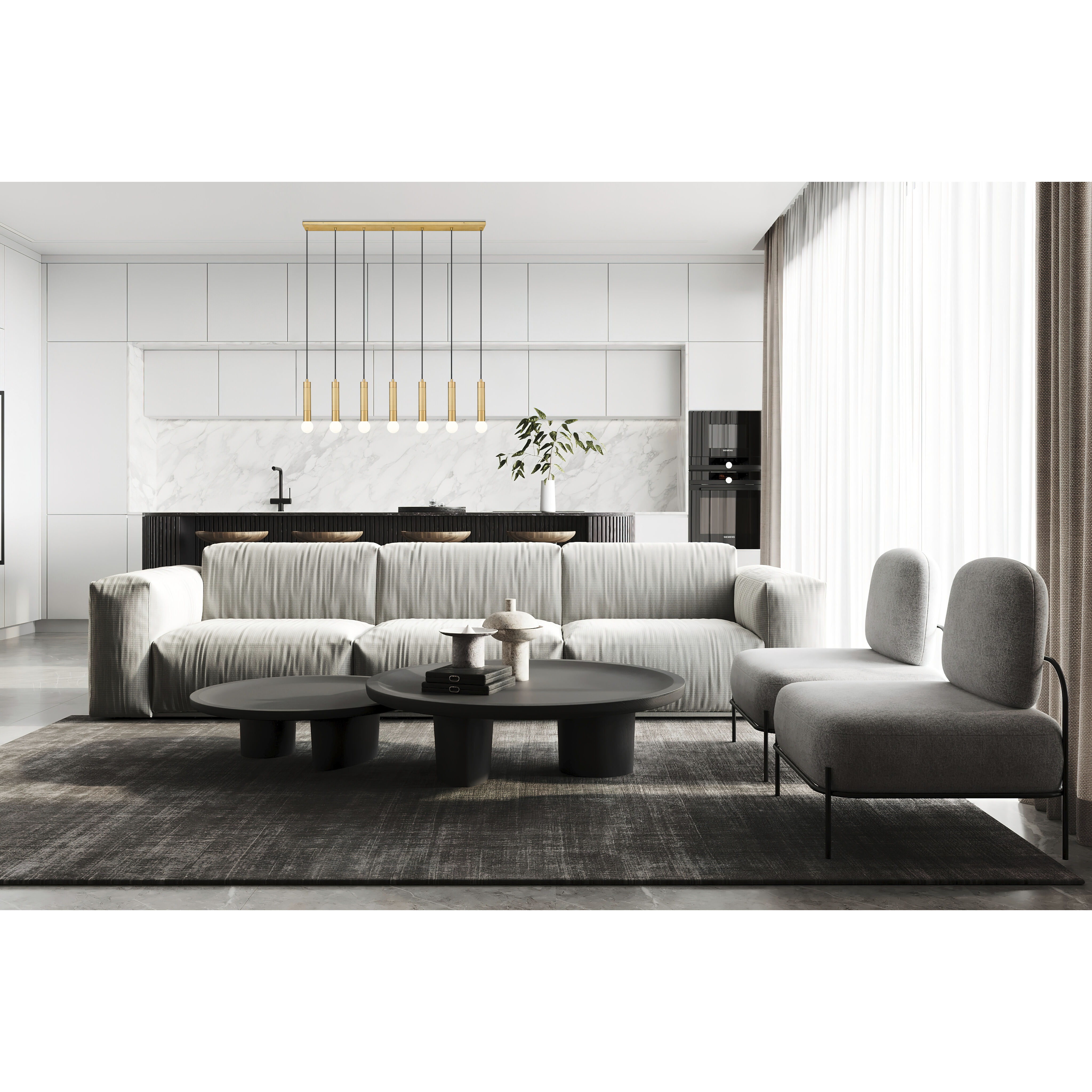 Stari Linear Chandelier Ceiling Light in Modern Gold