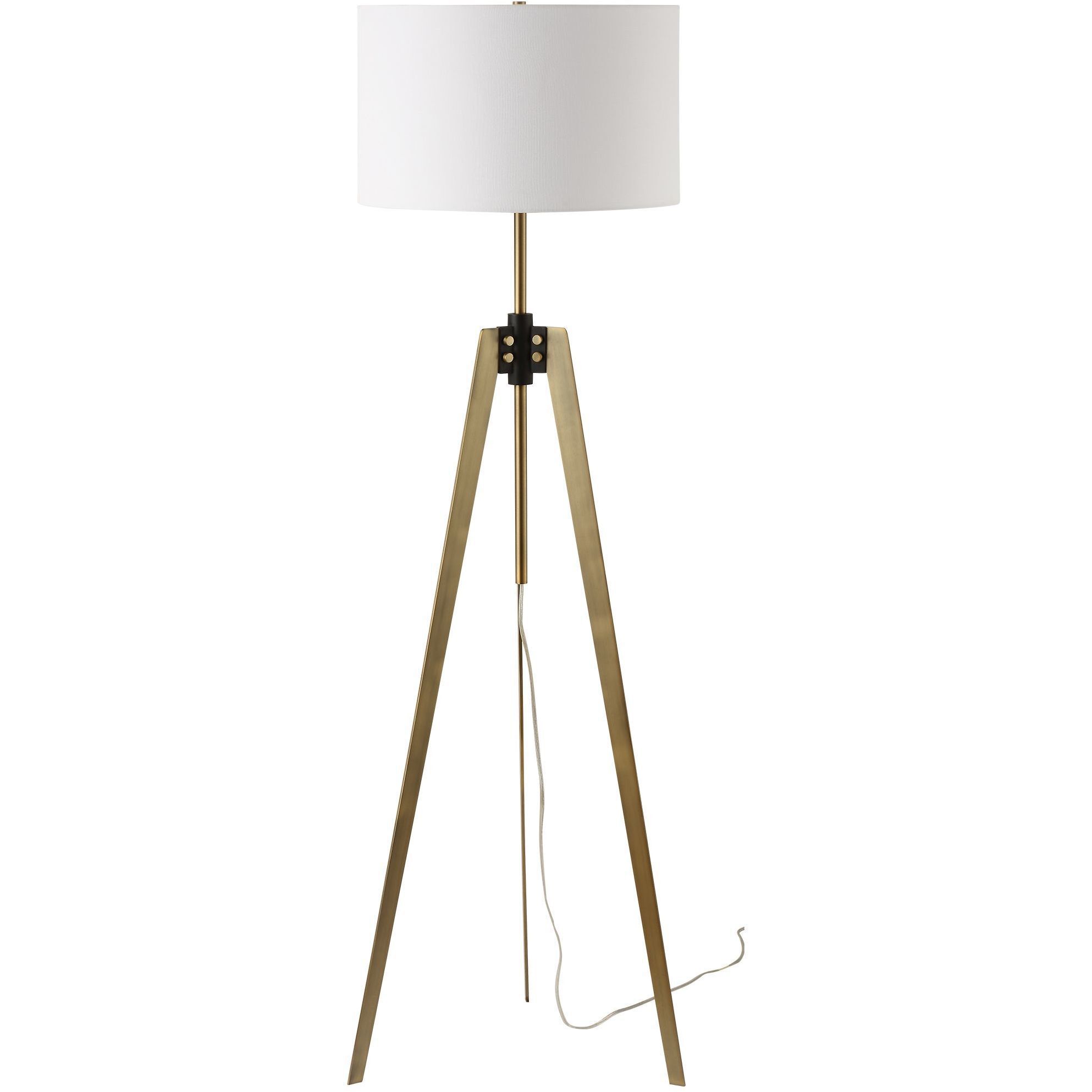 Anchorage 63.5 inch 150.00 watt Antique Brass and Black Floor Lamp Portable Light