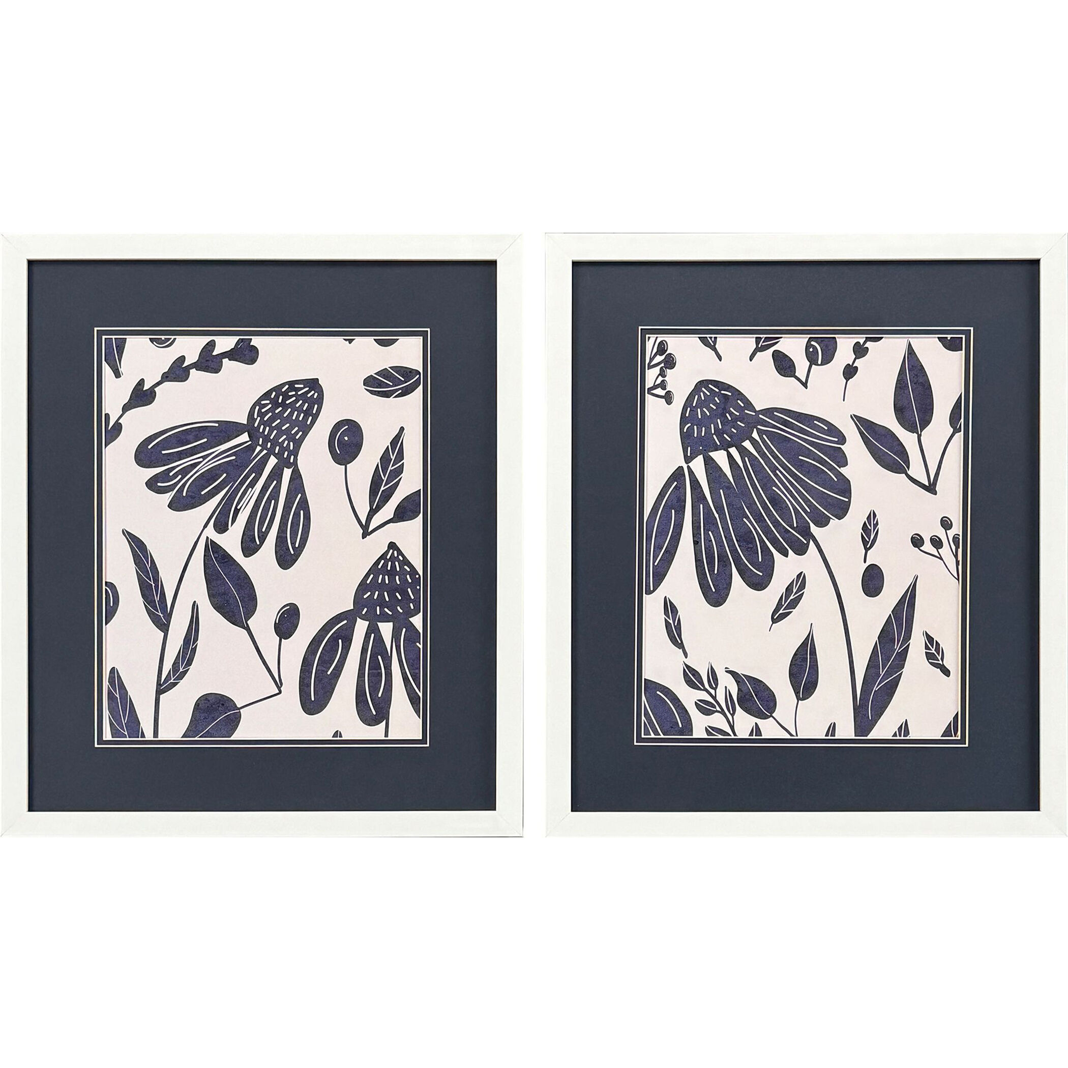 Denim Floral Blue Framed Art, Propac