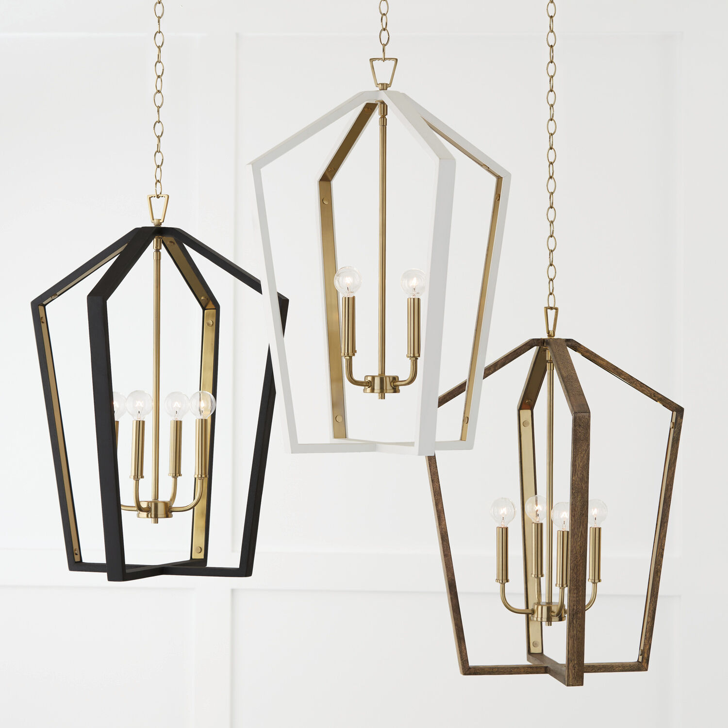 Maren 4 Light 20 inch Flat White and Matte Brass Pendant Ceiling Light