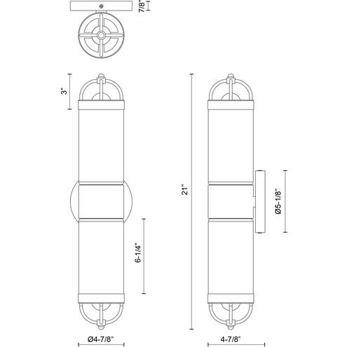 Alora Mood Lancaster 2 Light 21.13 inch Textured Black Outdoor Wall Light