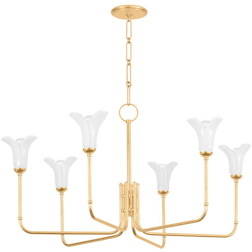 Montclair 6 Light 40 inch Vintage Gold Leaf Chandelier Ceiling Light
