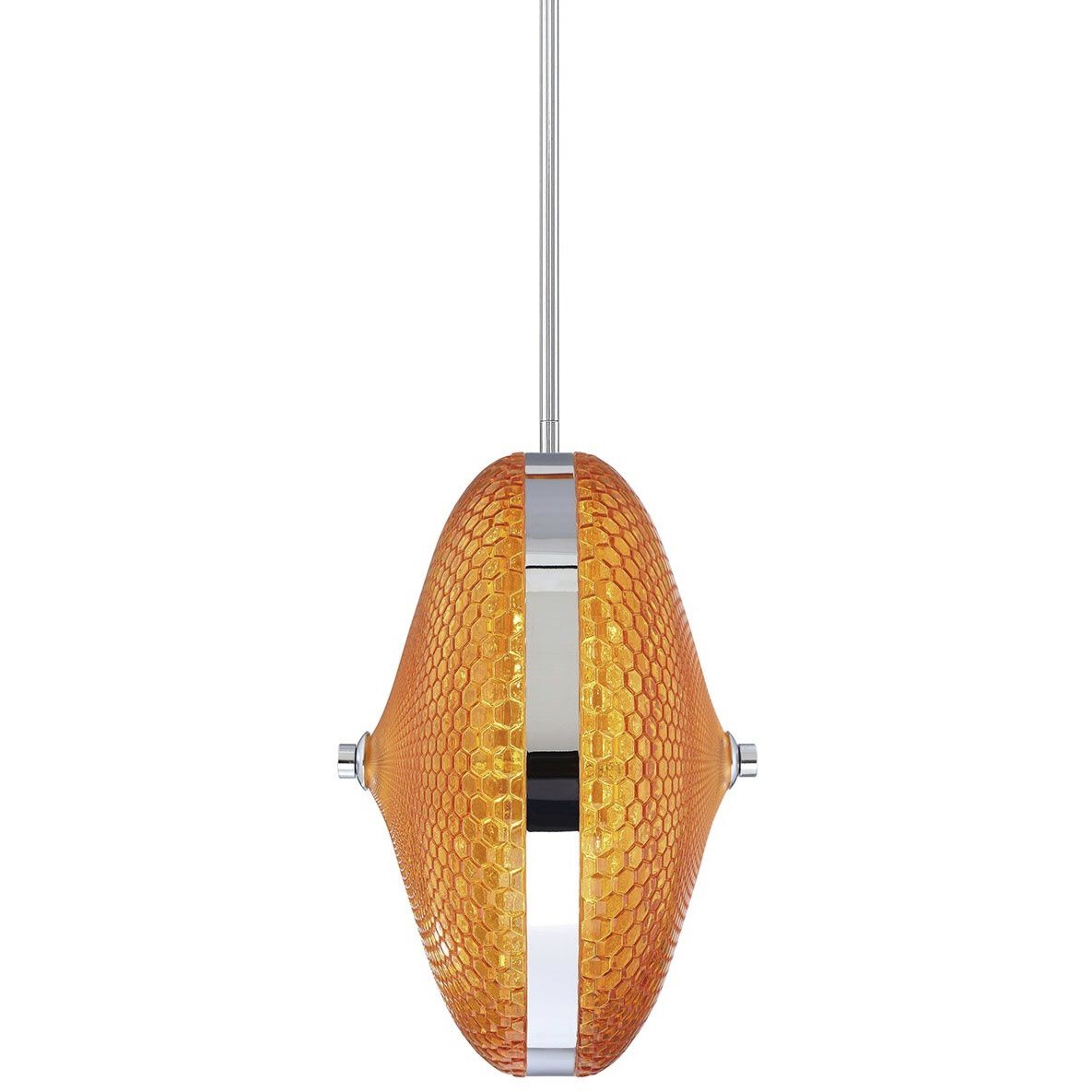 Caledonia LED 7 inch Chrome Pendant Ceiling Light in Pink, Small