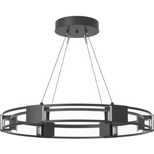 Aura 6 Light 28.9 inch Black Pendant Ceiling Light in Seeded Clear