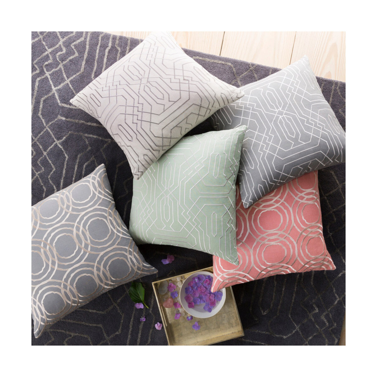 Ridgewood 20 X 20 inch Mint and White Pillow