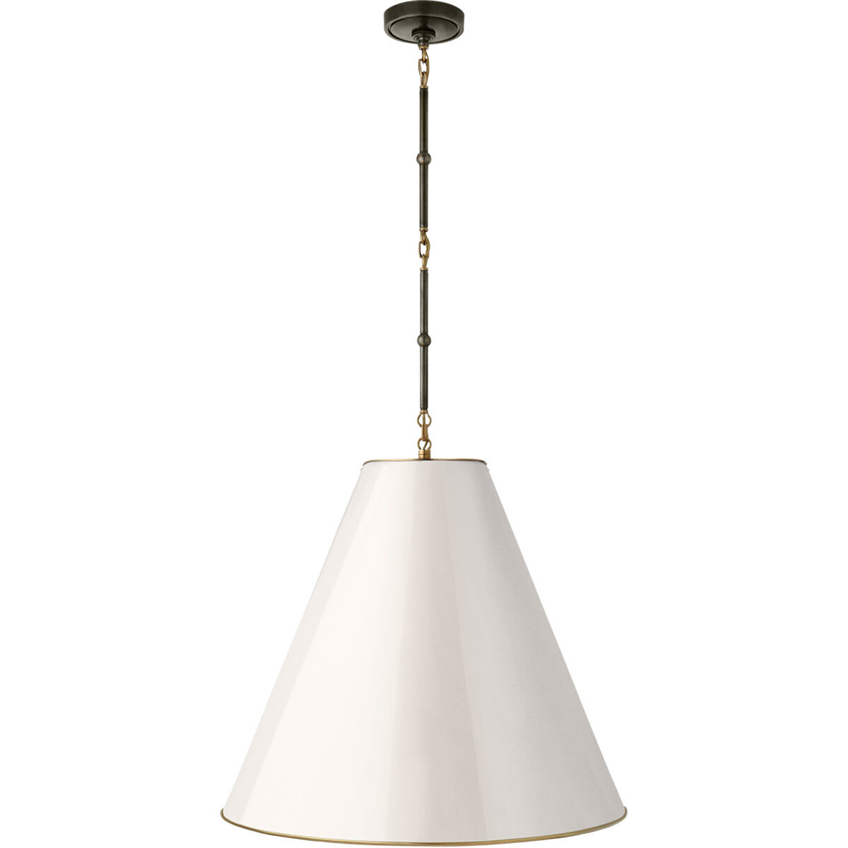 Thomas O'Brien Goodman 2 Light 24.5 inch Bronze with Antique Brass Hanging Lamp Ceiling Light in Antique White, Bronze and Hand-Rubbed Antique Brass, Large