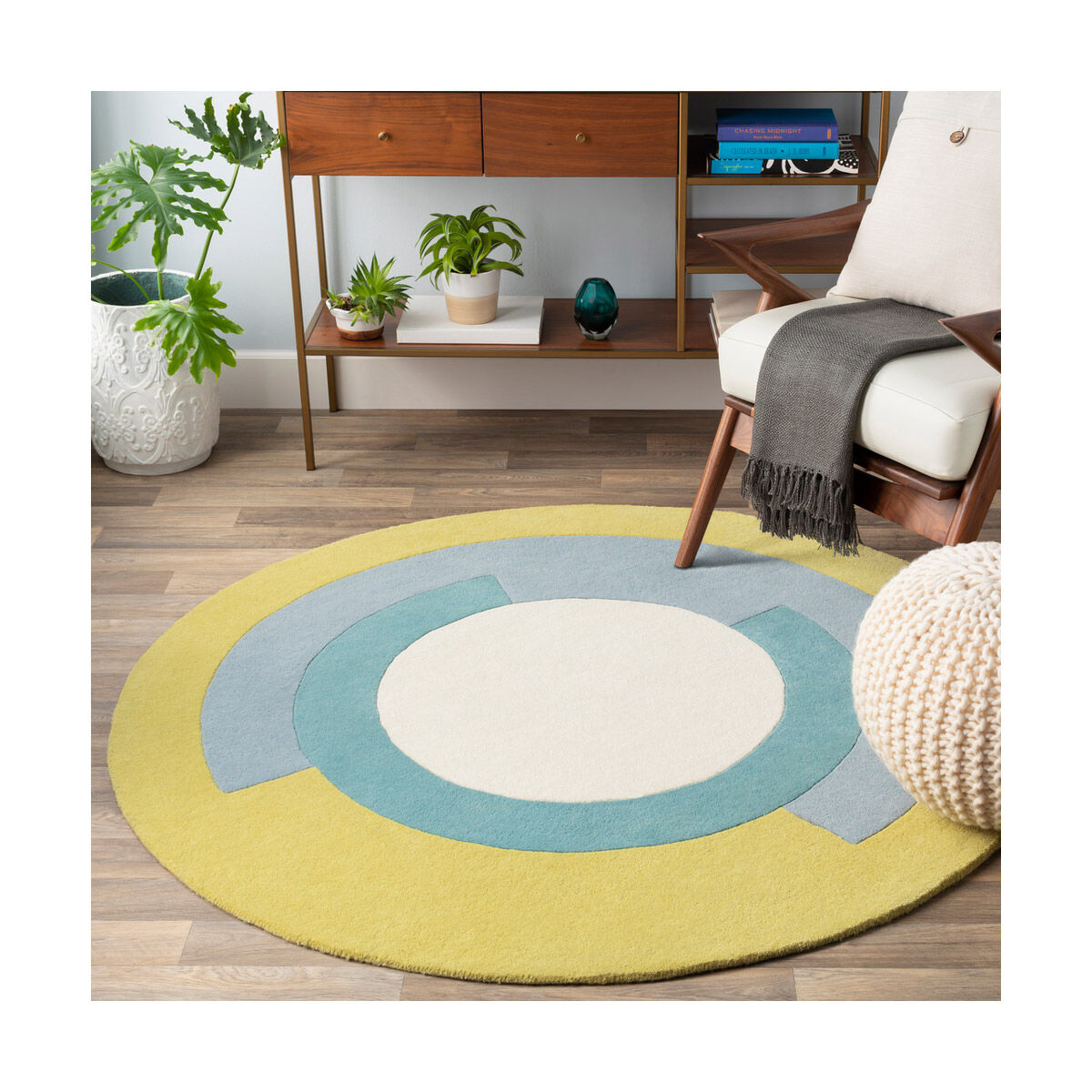 Beck 60 X 60 inch Bright Yellow/Denim/Teal/Cream Rugs