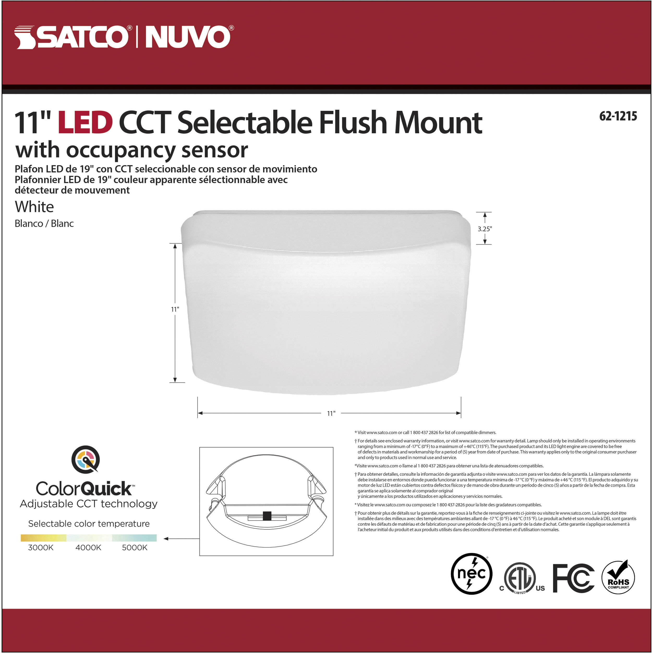 Cloud LED 11 inch White Flush Mount Ceiling Light