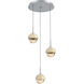Cabochon LED Classic Silver with Travertine Stone Pendant Chandelier Ceiling Light in Amber, 2700K LED