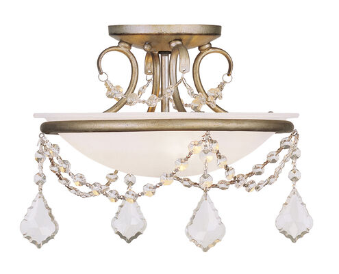 Chesterfield/Pennington 2 Light 12 inch Hand Painted Antique Silver Leaf Semi-Flush Mount Ceiling Light