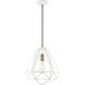 Knox 1 Light 12 inch Textured White with Antique Brass Accents Pendant Ceiling Light