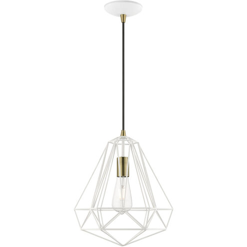 Knox 1 Light 12 inch Textured White with Antique Brass Accents Pendant Ceiling Light