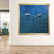 Blue Water Sailboat Blue and White and Navy and Gold and Natural Wall Art