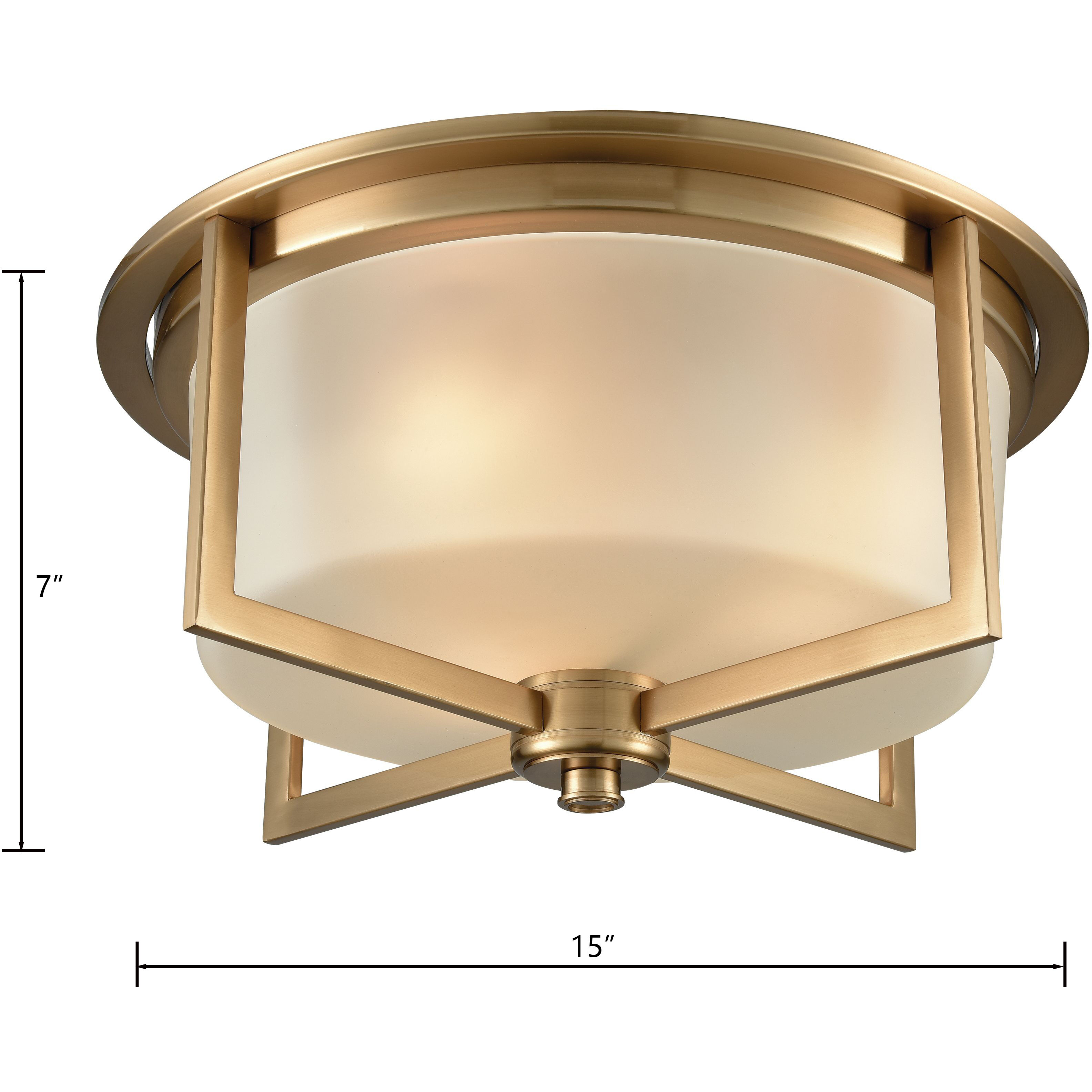 Vancourt 3 Light 15 inch Satin Brass Flush Mount Ceiling Light