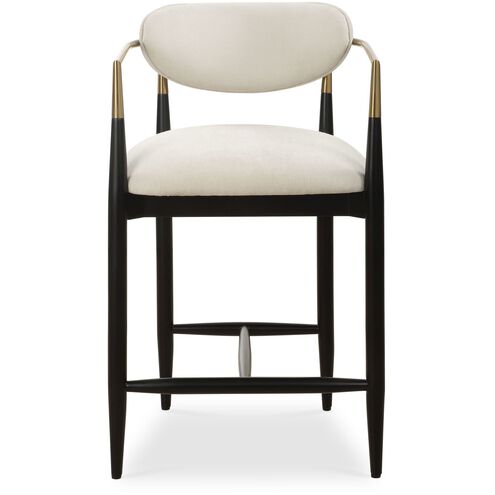 Moxie 36.5 inch Brushed Brass and Matte Black and Off-White Counter Stool