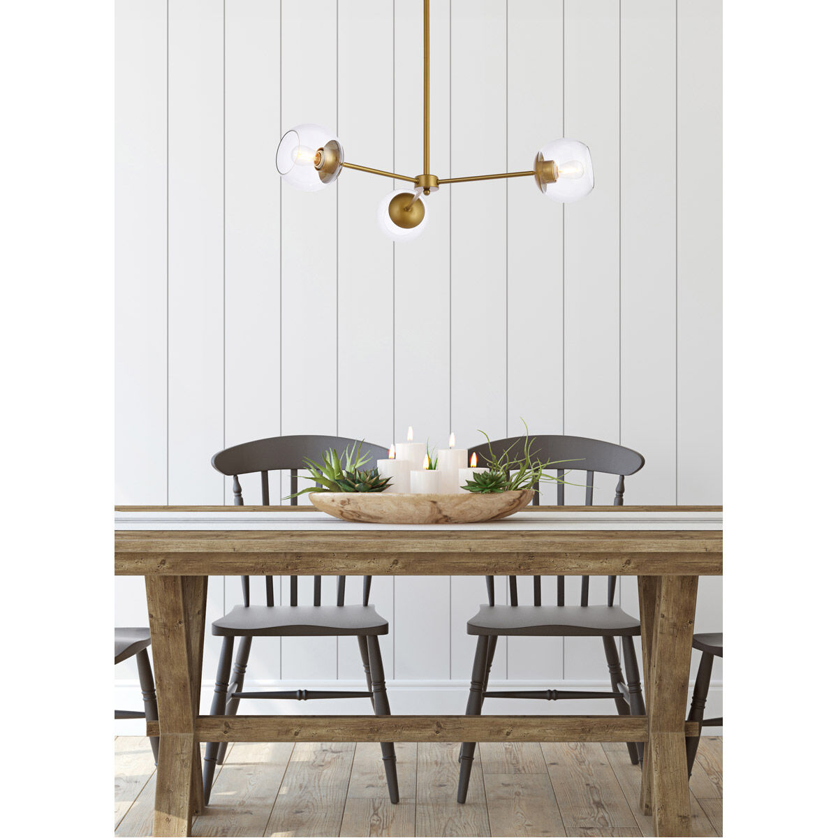 Briggs 3 Light 32 inch Brass Pendant Ceiling Light