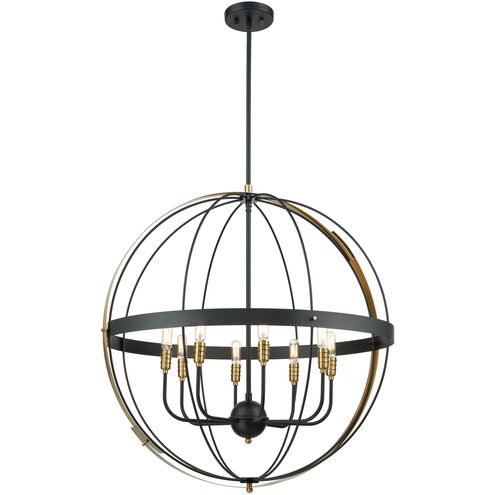 Caldwell 8 Light 32 inch Matte Black with Satin Brass Chandelier Ceiling Light