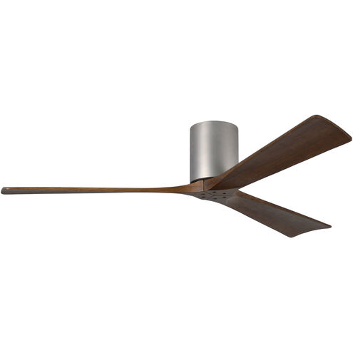 Atlas Irene-3H 60 inch Brushed Nickel with Walnut Tone Blades Ceiling Mount Paddle Fan, Flush Mounted