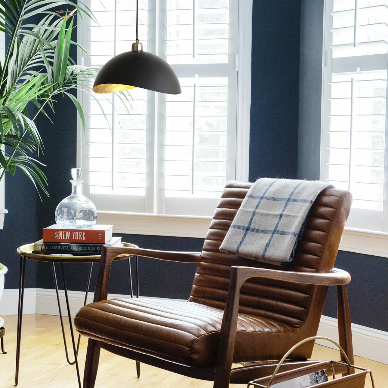 Luna Bella LED 14 inch Matte Black and Weathered Brass Pendant Ceiling Light