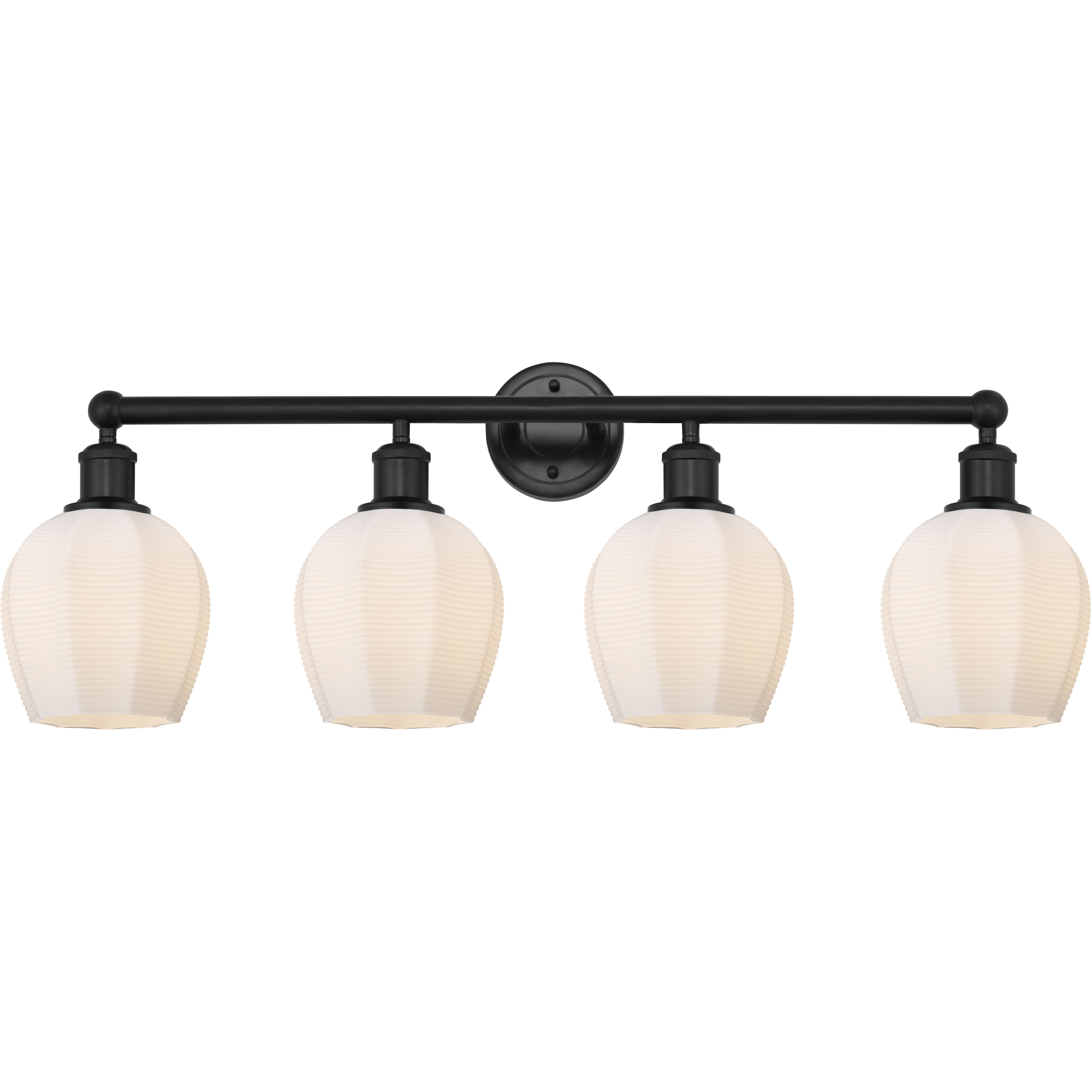 Edison Norfolk 4 Light 33 inch Matte Black Bath Vanity Light Wall Light in Matte White Glass