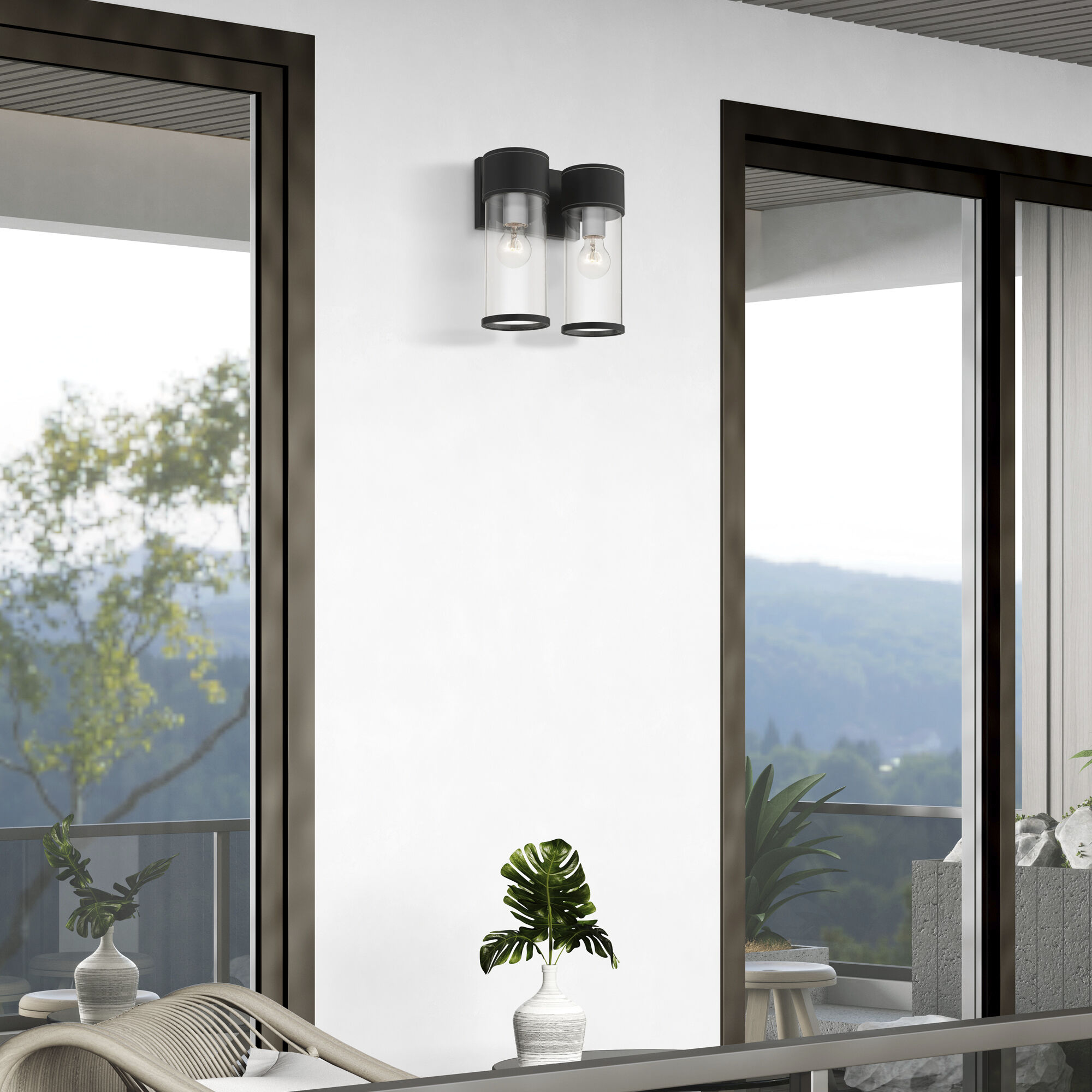 Atlantic 2 Light 10.25 inch Textured Black with Antique Silver Finish Accents Outdoor Large Wall Lantern Wall Light