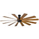 Windflower 80 inch Matte Black and Distressed Koa with Distressed Koa Blades Downrod Ceiling Fan in 3000K, Matte Black Distressed Koa, Smart Ceiling Fan