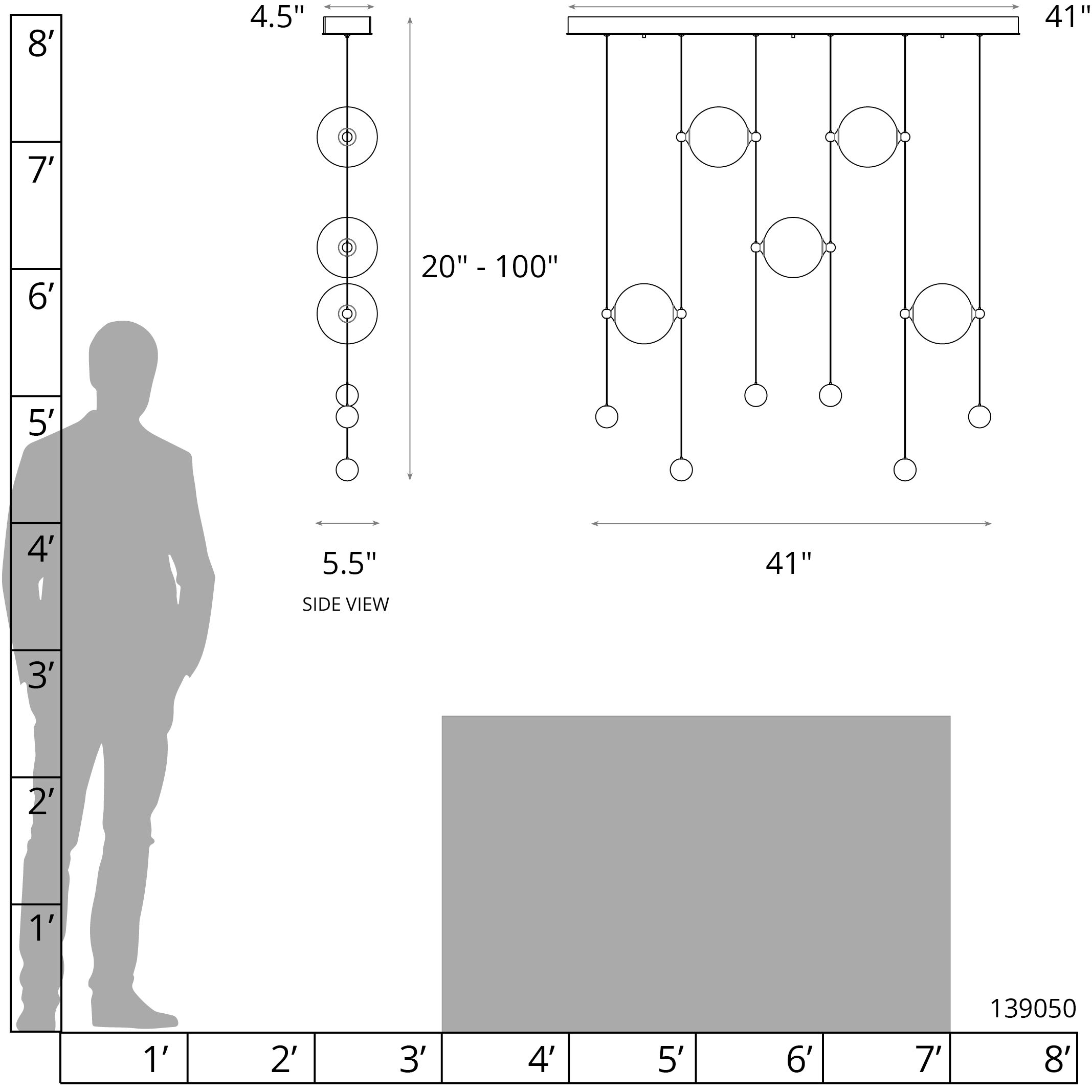 Abacus LED 41 inch Dark Smoke Pendant Ceiling Light in Opal