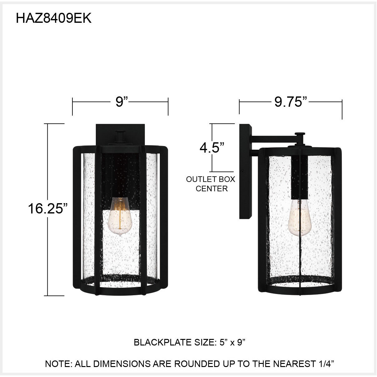 Hazel 1 Light 16 inch Earth Black Outdoor Wall Lantern
